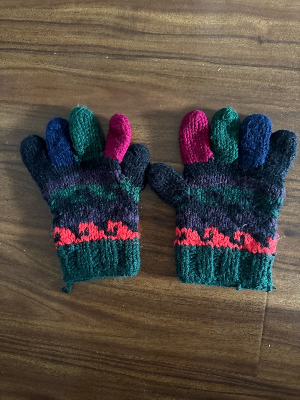 Kids Colorful Striped Knit Gloves - Multicolor